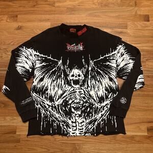 VERYKILL The Awoken Crewneck Sweatshirt Black Demon size Large Goth Punk